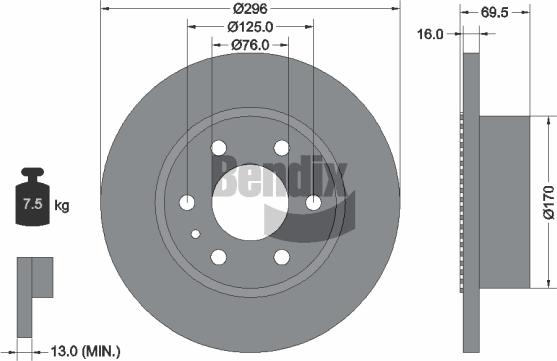 BENDIX Braking BDS1393 - Гальмівний диск autocars.com.ua