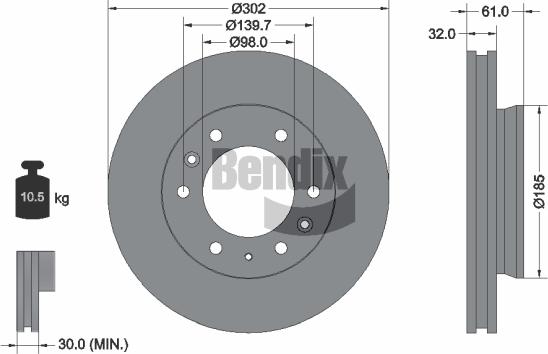 BENDIX Braking BDS1402 - Гальмівний диск autocars.com.ua