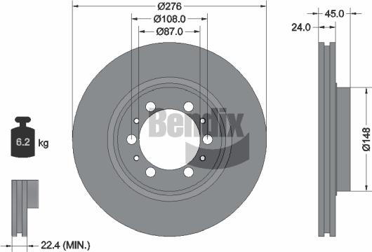 BENDIX Braking BDS1405 - Гальмівний диск autocars.com.ua