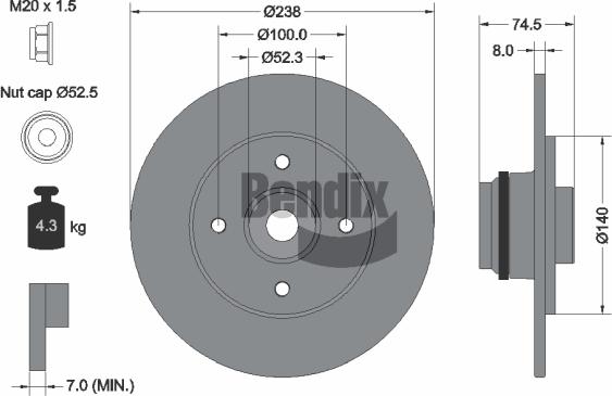BENDIX Braking BDS1409 - Гальмівний диск autocars.com.ua