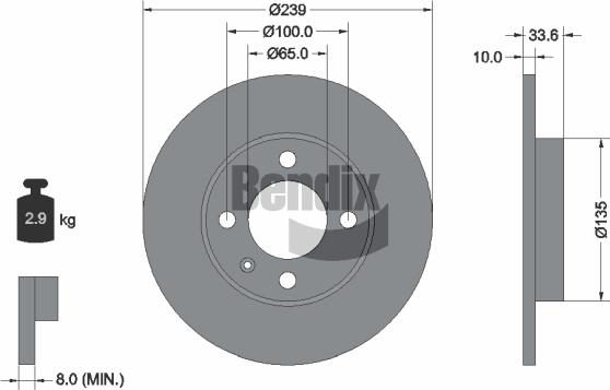 BENDIX Braking BDS1433 - Гальмівний диск autocars.com.ua