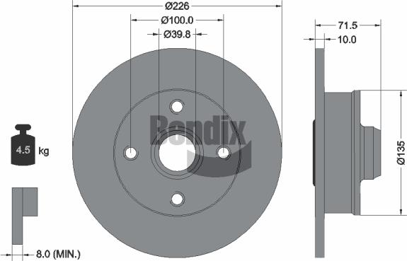 BENDIX Braking BDS1450 - Гальмівний диск autocars.com.ua