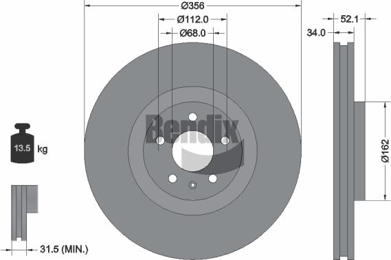 BENDIX Braking BDS1455 - Гальмівний диск autocars.com.ua