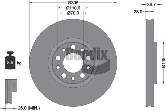BENDIX Braking BDS1467 - Гальмівний диск autocars.com.ua