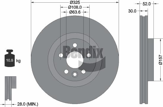 BENDIX Braking BDS1519HC - Гальмівний диск autocars.com.ua