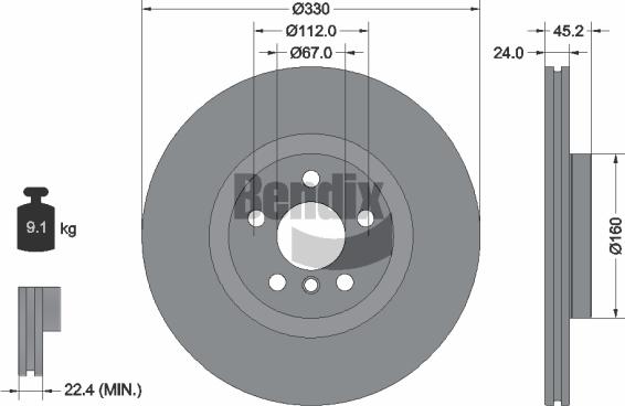 BENDIX Braking BDS1530HC - Гальмівний диск autocars.com.ua