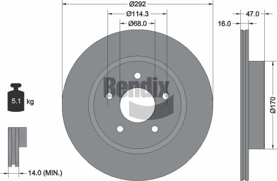 BENDIX Braking BDS1549 - Гальмівний диск autocars.com.ua