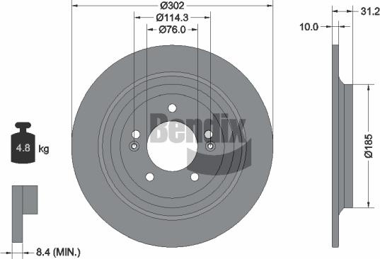 BENDIX Braking BDS1569 - Гальмівний диск autocars.com.ua
