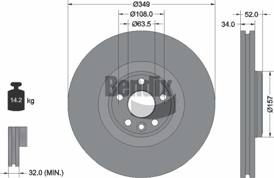BENDIX Braking BDS1586HC - Гальмівний диск autocars.com.ua