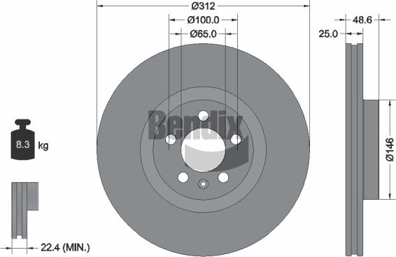 BENDIX Braking BDS1589 - Гальмівний диск autocars.com.ua