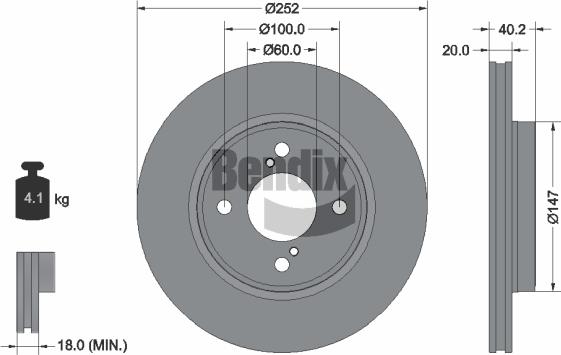 BENDIX Braking BDS1591 - Гальмівний диск autocars.com.ua