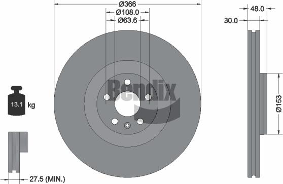 BENDIX Braking BDS1606HC - Гальмівний диск autocars.com.ua