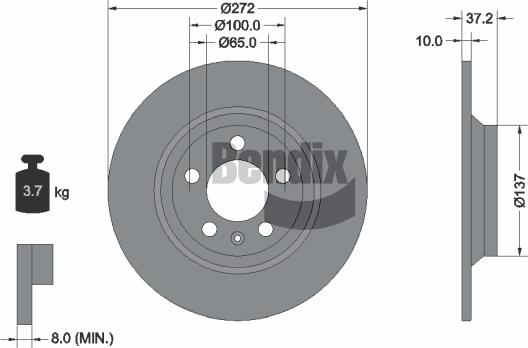 BENDIX Braking BDS1613 - Гальмівний диск autocars.com.ua