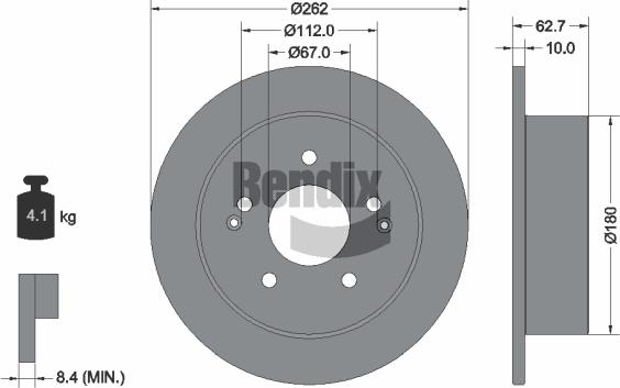 BENDIX Braking BDS1617 - Гальмівний диск autocars.com.ua