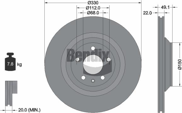 BENDIX Braking BDS1655 - Гальмівний диск autocars.com.ua