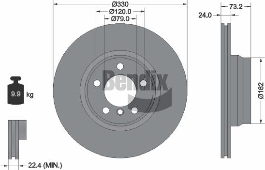 BENDIX Braking BDS1663HC - Гальмівний диск autocars.com.ua