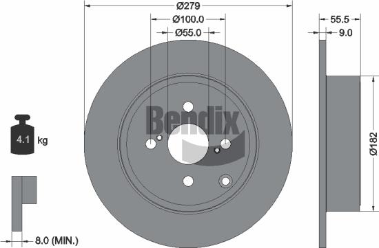 BENDIX Braking BDS1721 - Гальмівний диск autocars.com.ua