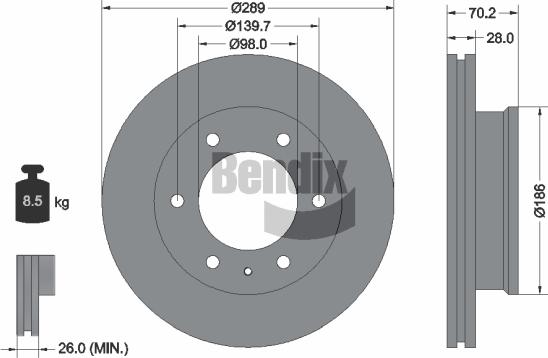 BENDIX Braking BDS1763 - Гальмівний диск autocars.com.ua