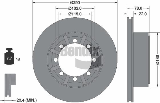 BENDIX Braking BDS1785 - Гальмівний диск autocars.com.ua