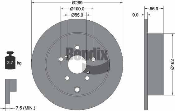 BENDIX Braking BDS1788 - Гальмівний диск autocars.com.ua