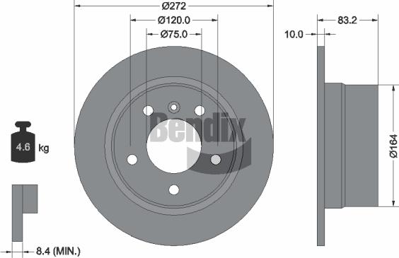 BENDIX Braking BDS1881 - Гальмівний диск autocars.com.ua