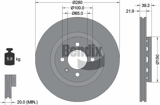 BENDIX Braking BDS1891 - Гальмівний диск autocars.com.ua