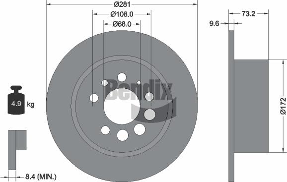 BENDIX Braking BDS1950 - Гальмівний диск autocars.com.ua
