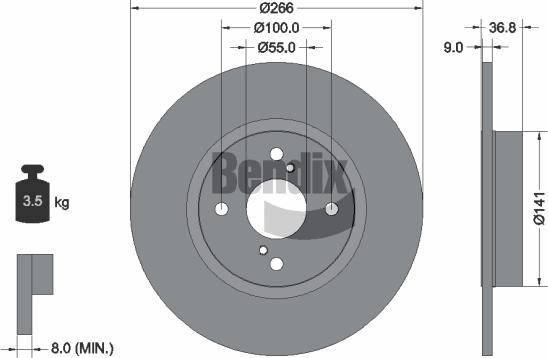 BENDIX Braking BDS1991 - Гальмівний диск autocars.com.ua