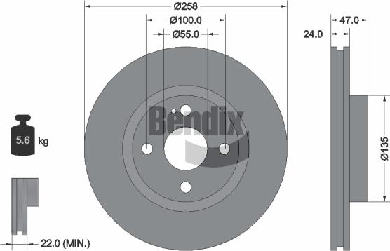 BENDIX Braking BDS2014 - Гальмівний диск autocars.com.ua