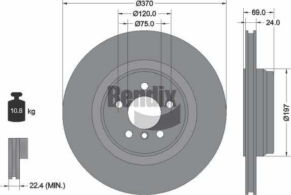 BENDIX Braking BDS2035 - Гальмівний диск autocars.com.ua