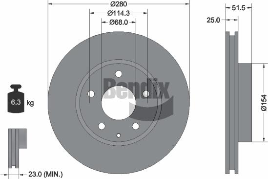 BENDIX Braking BDS2076 - Гальмівний диск autocars.com.ua