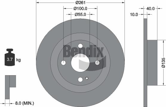 BENDIX Braking BDS2095 - Гальмівний диск autocars.com.ua