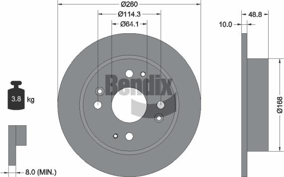 BENDIX Braking BDS2109 - Гальмівний диск autocars.com.ua