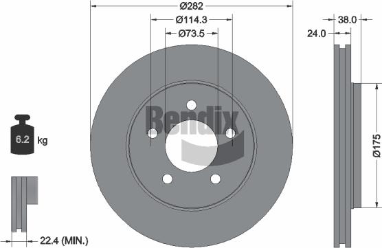 BENDIX Braking BDS2116 - Гальмівний диск autocars.com.ua