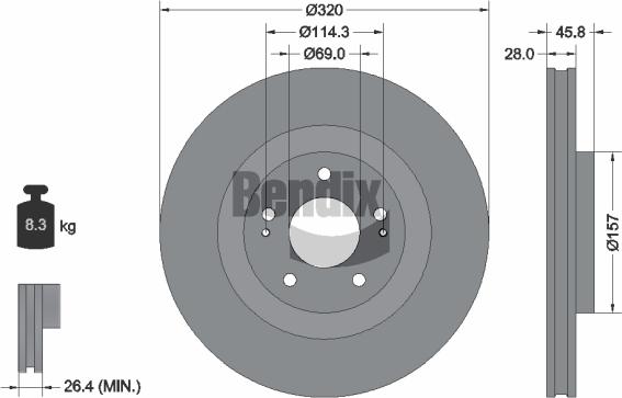 BENDIX Braking BDS2134 - Гальмівний диск autocars.com.ua