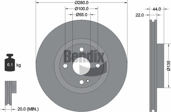 BENDIX Braking BDS2185 - Гальмівний диск autocars.com.ua