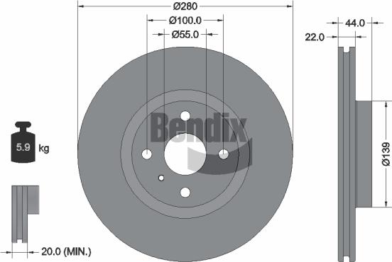 BENDIX Braking BDS2186HC - Гальмівний диск autocars.com.ua