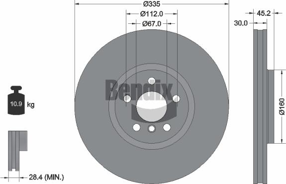 BENDIX Braking BDS2206HC - Гальмівний диск autocars.com.ua
