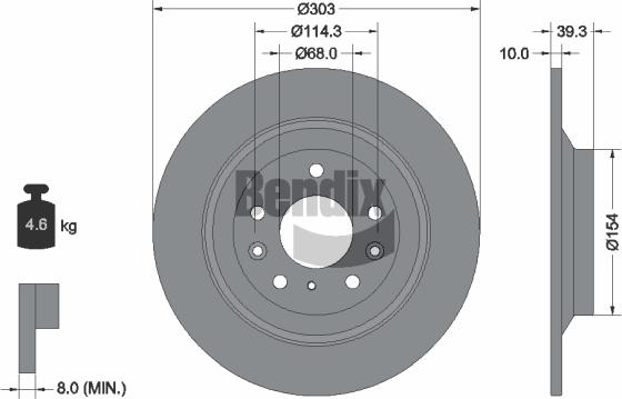 BENDIX Braking BDS2208 - Гальмівний диск autocars.com.ua