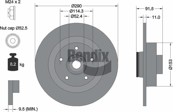 BENDIX Braking BDS2234 - Гальмівний диск autocars.com.ua