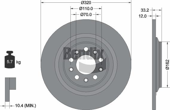 BENDIX Braking BDS2245 - Гальмівний диск autocars.com.ua