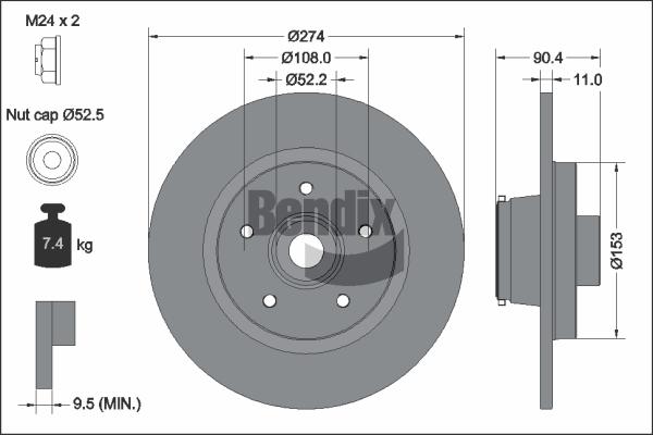 BENDIX Braking BDS2259 - Гальмівний диск autocars.com.ua