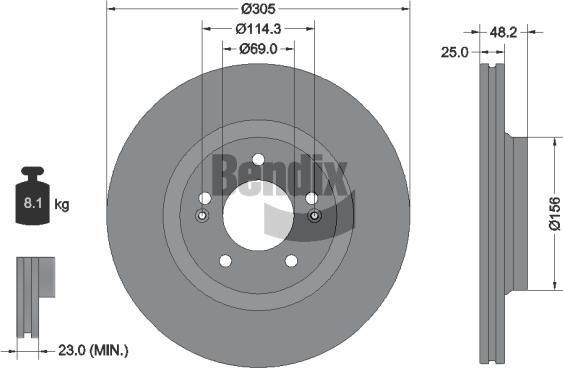 BENDIX Braking BDS2272 - Гальмівний диск autocars.com.ua