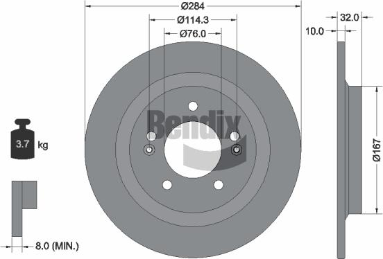 BENDIX Braking BDS2273 - Гальмівний диск autocars.com.ua