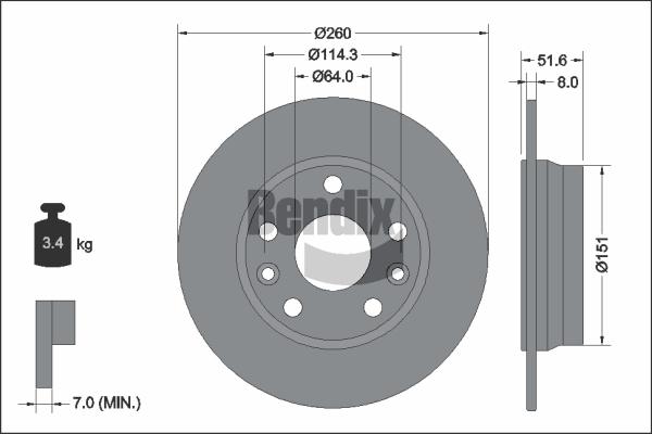 BENDIX Braking BDS2290 - Гальмівний диск autocars.com.ua