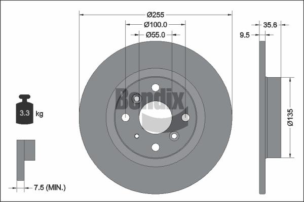 BENDIX Braking BDS2295 - Гальмівний диск autocars.com.ua