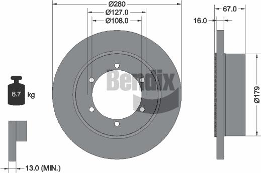 BENDIX Braking BDS2304 - Гальмівний диск autocars.com.ua
