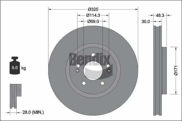 BENDIX Braking BDS2305 - Гальмівний диск autocars.com.ua