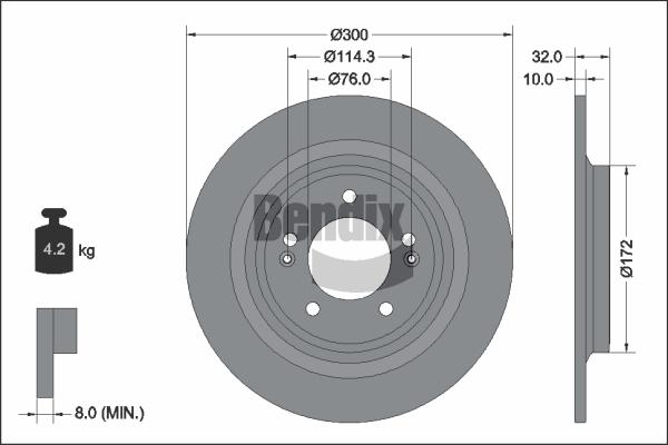 BENDIX Braking BDS2306 - Гальмівний диск autocars.com.ua