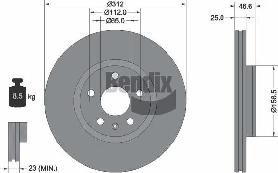 BENDIX Braking BDS2313 - Гальмівний диск autocars.com.ua